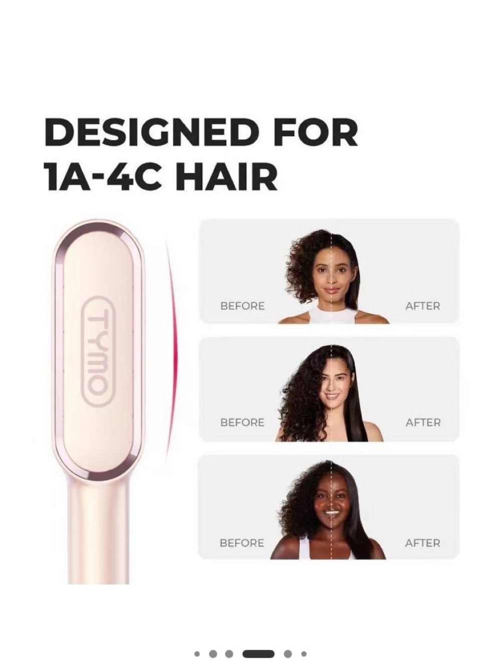 Tymo Rose Gold Straightening Brush - Sleek Women's Hair Tool 1-1/2 inch - Picture 6 of 10
